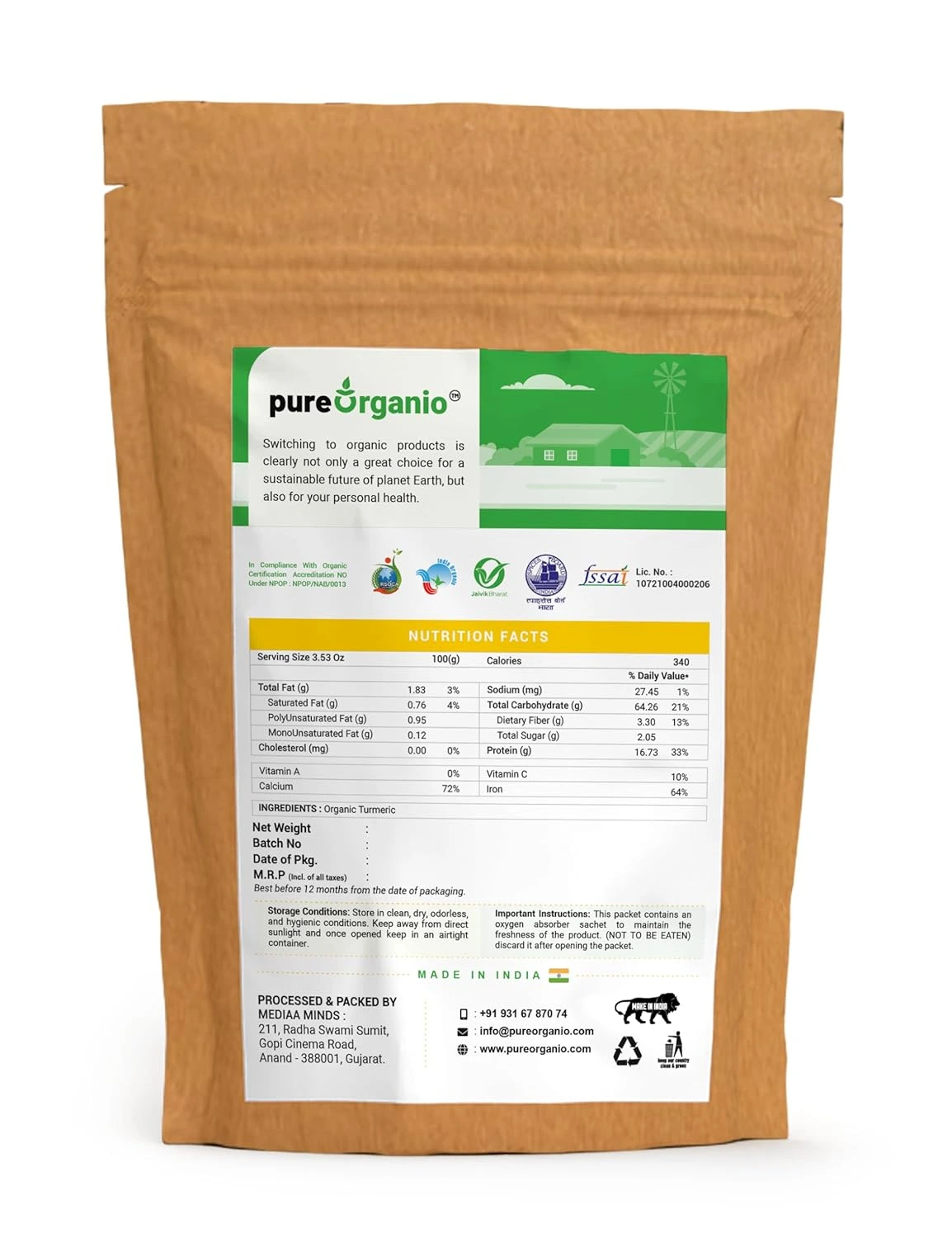 Pure Organio Organic Turmeric Powder, Haldi Powder Organic - Image 4